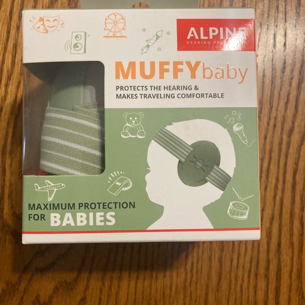 Alpine Baby Ear Protection in Green and White